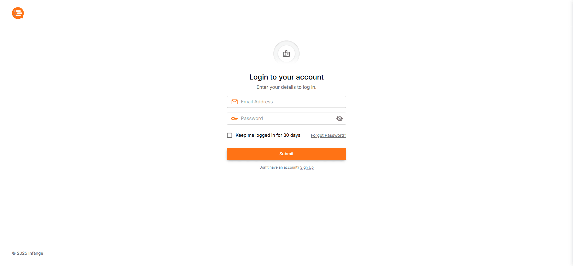 Infange project interface screen 3